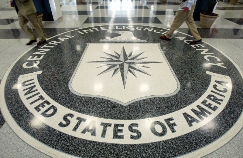 The CIA symbol is shown on the floor of CIA Headquarters in Langley, Virginia.
