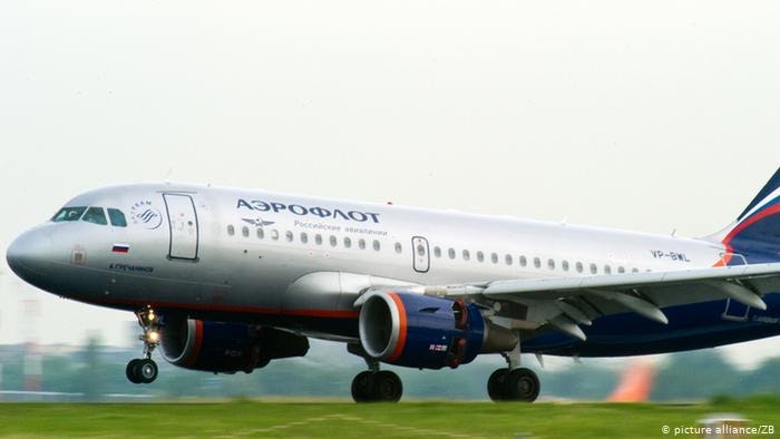 Самолет Аэрофлота приземляется в немецком аэропорту