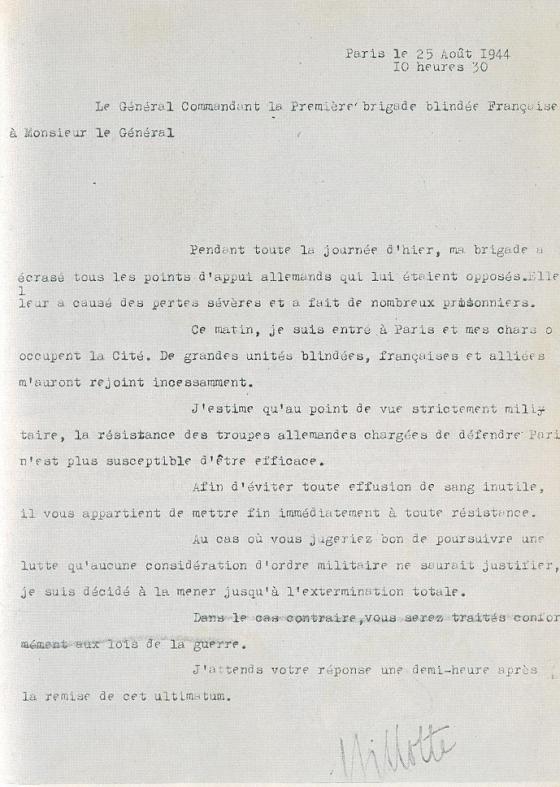 Ультиматум Билотта фон Шольтицу от 25 августа 1944 года